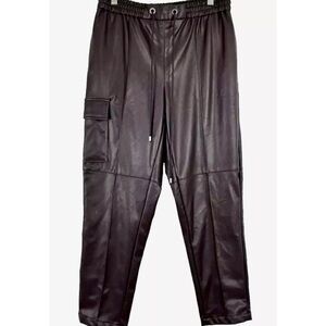 Calvin Klein Women's Brown Faux  Leather Cargo Pants w/ Pockets Size 10 NWT